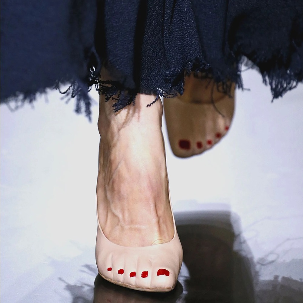 Celine SS 2013 by Phoebe Philo Iconic Trompe L'oeil Bare Foot 'Pedicure' shoes